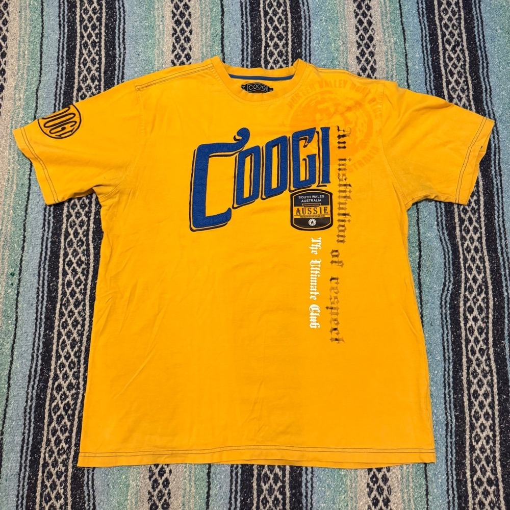 Coogi Australia Mens 3XL Graphic Shirt Yellow Short Sleeve Aussie Ultimate Club